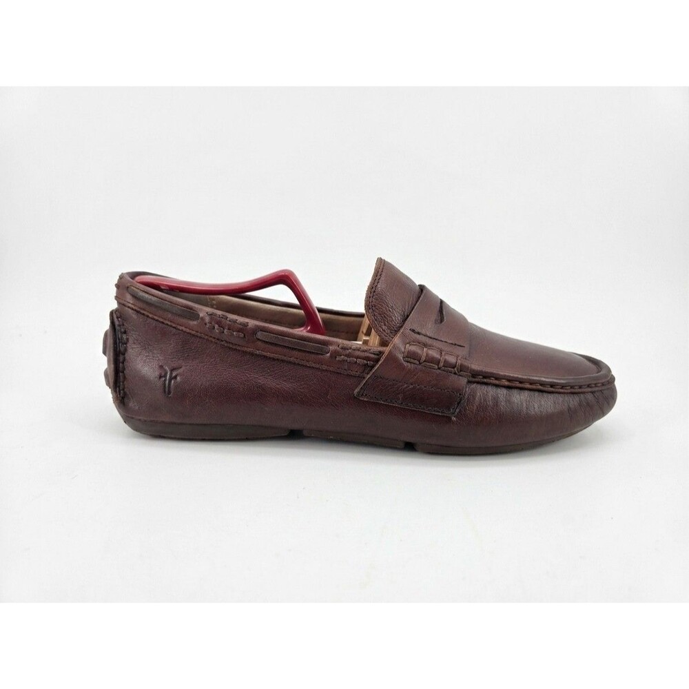 Frye Men's West Penny Moccasin Driving Shoes Brown Leather Loafer 80716 Sz 10.5
